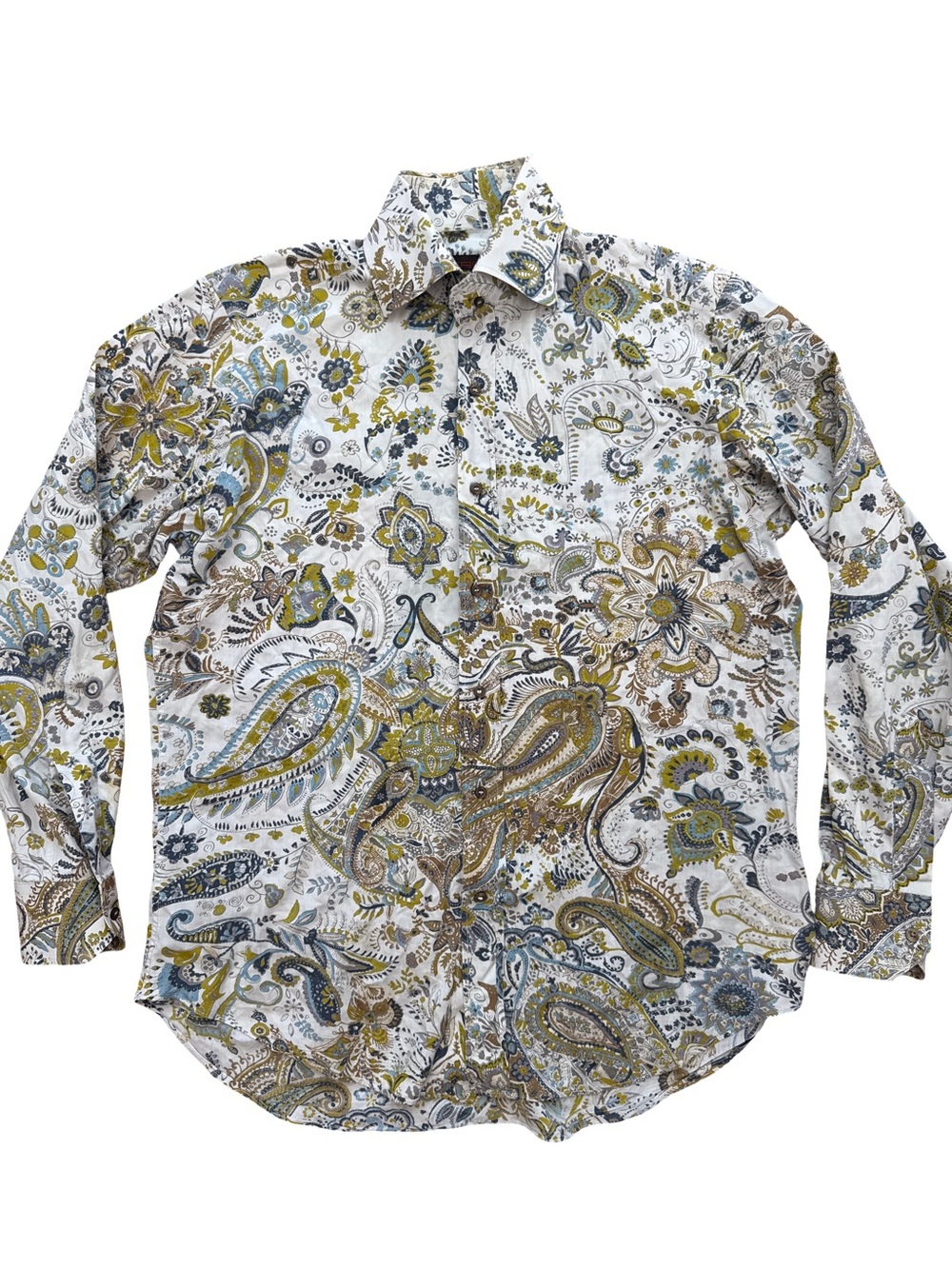 Etro Men’s Paisley Floral Casual Preppy Button Down Shirt Size 38 Made In Italy